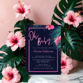 オベビー電気ネオンピンク熱帯赤ちゃんシャワー 招待状