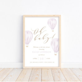 オベビー – ガールホットエアバルーン赤ちゃんシャワー ポスター