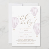 オベビー – ガールホットエアバルーン赤ちゃんシャワー 招待状 (正面)