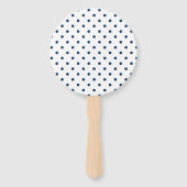 オベビー – ネイビーブルー水玉模様ベビーシャワー ハンドファン (裏面)