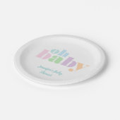 オベビー |パステルティール(緑がかった色)モダンベビーシャワー ペーパープレート (アングル)