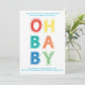 オベビー|ベビーシャワー招待状|色1白 招待状 (スタンド正面)