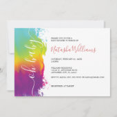 オベビー、レインボーウォーター色ベビーシャワー、オレンジ 招待状 (正面)