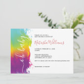 オベビー、レインボーウォーター色ベビーシャワー、オレンジ 招待状 (スタンド正面)