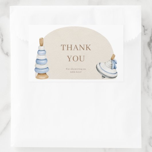 オベビーBoho木製ブロックとおもちゃありがとう 長方形シール (バッグ)