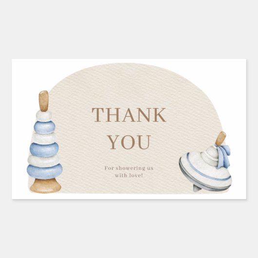 オベビーBoho木製ブロックとおもちゃありがとう 長方形シール (正面)