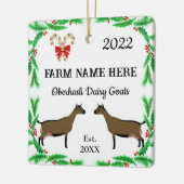 オベルハリパーソナライズされた乳製品ヤギ農場クリスマス セラミックオーナメント (左)