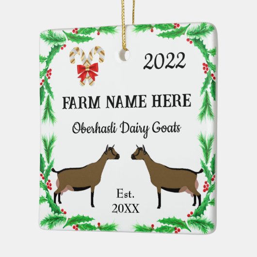 オベルハリパーソナライズされた乳製品ヤギ農場クリスマス セラミックオーナメント (左)