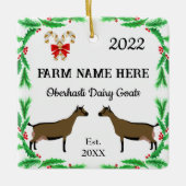 オベルハリパーソナライズされた乳製品ヤギ農場クリスマス セラミックオーナメント (正面)