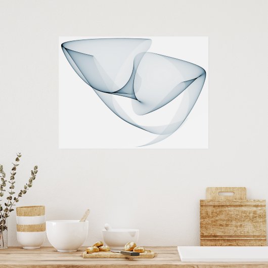 オペアートサイン曲線7つのライトブルー ポスター (キッチン)