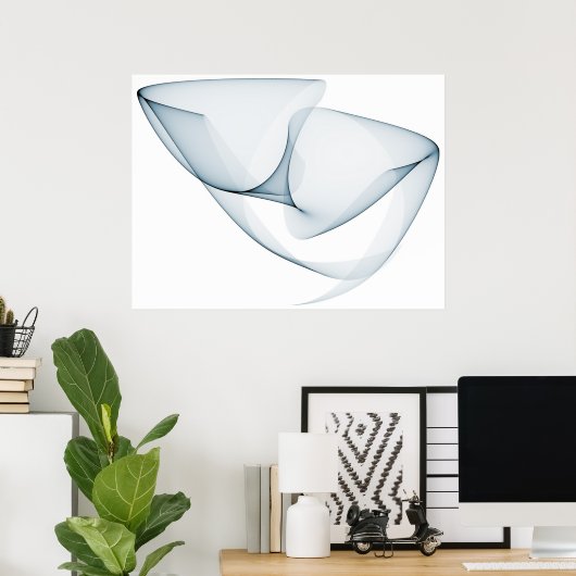 オペアートサイン曲線7つのライトブルー ポスター (ホームオフィス)