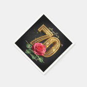 オペティックグラマラスシックバラ金ゴールド70th誕生日 スタンダードカクテルナプキン (角)