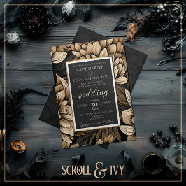 オペティ金ゴールド&シャンパンシルク開花結婚ズ 招待状