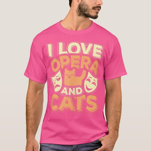 オペラが大好きで、猫が可愛い猫猫好き Tシャツ (正面)