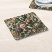オペラのオープレンス – ゴシック様式のフローラバロック枕 スクエアペーパーコースター (アングル)