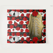 オペラの夜| 赤いバラのエレガントな背景 タペストリー (正面(横))