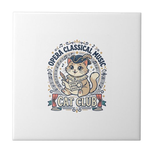 オペラクラシック音楽 猫 かわいい猫 Tシャツ デザイン タイル (正面)