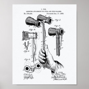 オペラグラス1888のパテントの芸術の白書 ポスター