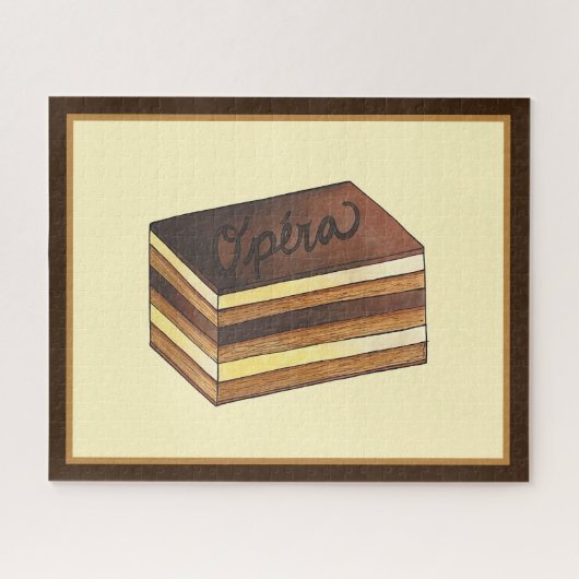 オペラケーキペストリフランスのーパティスリーのデザート食品 ジグソーパズル (横)