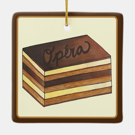 オペラケーキペストリフランスのーパティスリーのデザート食品 セラミックオーナメント (裏面)