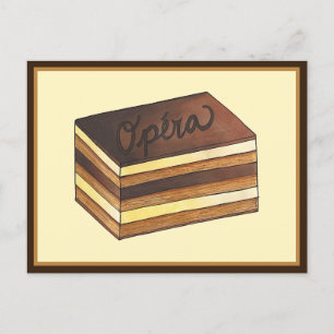 オペラケーキペストリフランスのーパティスリーのデザート食品 ポストカード