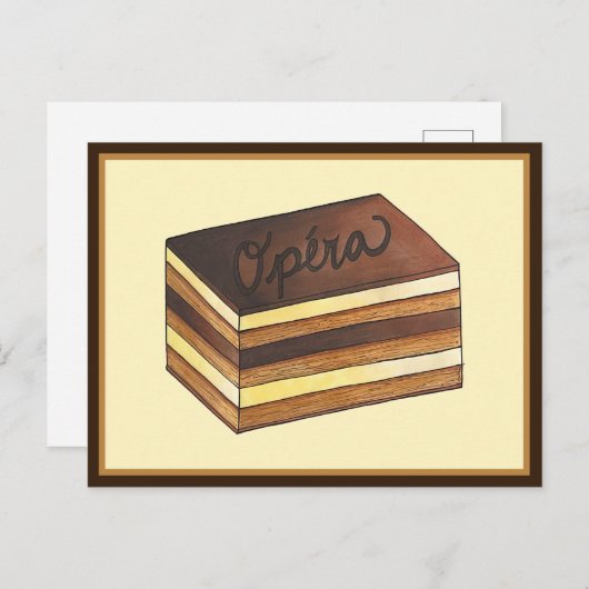 オペラケーキペストリフランスのーパティスリーのデザート食品 ポストカード (正面/裏面)