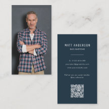 オペラシンガーモダンフォトQRコードネイビーブルー