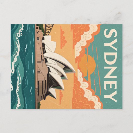 オペラハウスインレトロシドニートラベル ポストカード (正面)