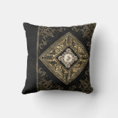 オペ華美ルンス |ブラックと金ゴールドの宝石で飾られたフローリッシュ クッション (裏面)