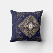 オペ華美ルンス |宝石で飾られた金ゴールドとブルー クッション (裏面)