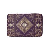オペ華美ルンス |紫と金ゴールドの宝石で飾られた花色 バスマット (正面)
