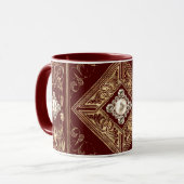オペ華美ルンス |赤と金ゴールドの宝石で飾られた花色 マグカップ (正面左)