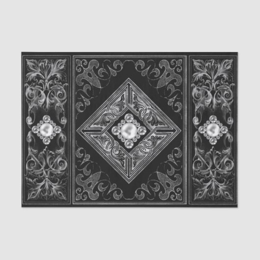 オペ華美ルンス |黒と銀の宝石が輝く 薄葉紙 (正面)