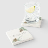 オホーリーナイトパインコーン&バフクリスマスモノグラム ストーンコースター (横)