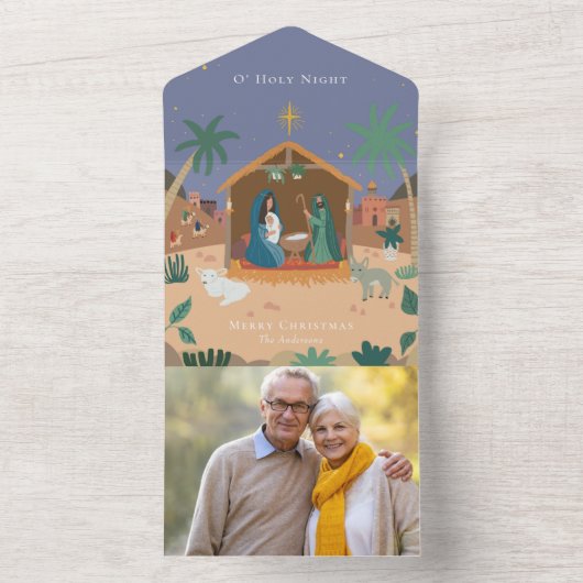 オホーリーナイト出生シーンクリスマストリフォールドホ オールインワン招待状 (内側)