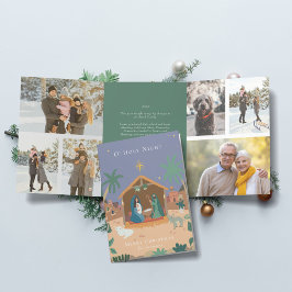 オホーリーナイト出生シーンクリスマス 三つ折りクリスマスカード