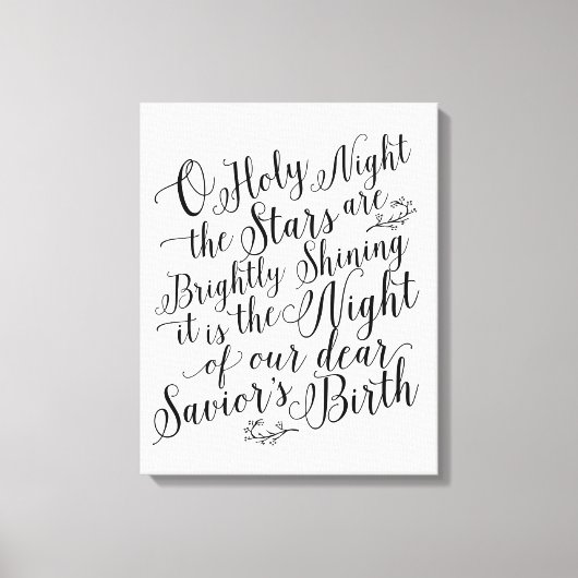 オホーリーナイト |クリスマス文字のサイン キャンバスプリント (正面)