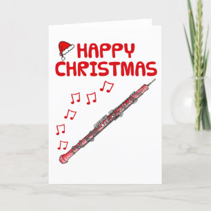 オボエクリスマスカードオボイストウッドウィンドミュージシャン サンキューカード