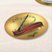 オボエ～ミュージカル巻物～金ゴールド～「メリークリスマス」～ ラウンドペーパーコースター (アングル)