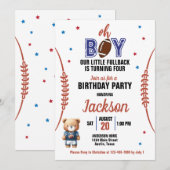 オボーイサッカーテーマニーエイジ誕生日 招待状 (正面/裏面)