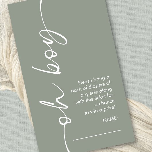 オボーイセージおむつラッフルベビーシャワー エンクロージャーカード