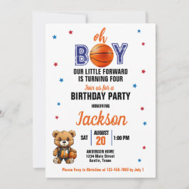 オボーイバスケットボールテーマニーエイジ誕生日 招待状