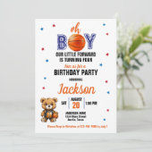 オボーイバスケットボールテーマニーエイジ誕生日 招待状 (スタンド正面)