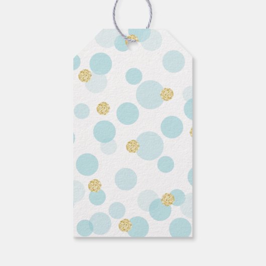 オボーイブルー金ゴールドグリッター紙吹雪ありがとう ギフトタグ (裏面)