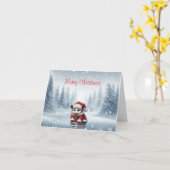 オポッサムのクリスマスグリーティングカード カード (黄色い花)