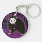 オポッサムデザインアクリルキーチェーンラウンドパープルブラック キーホルダー (裏面)