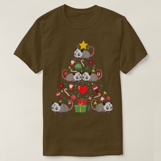 オポッサムポッサムクリスマスオーナメントツリおもしろいー Tシャツ (デザイン正面)