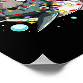 オポッサムライディングシャークサンタハットクリスマス ポスター (角)