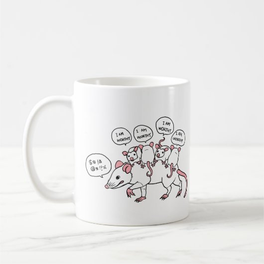 オポッサム私は価値がある コーヒーマグカップ (左)