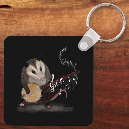 オポッサム遊ズバンジョギターポッサムライブトラ風変わりラ キーホルダー (裏面)